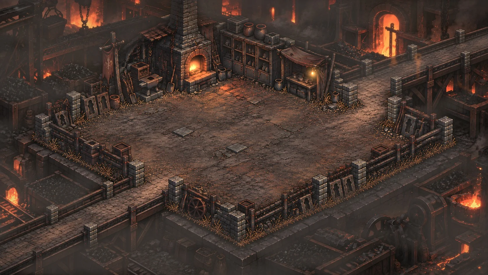 Une arène au milieu des forges